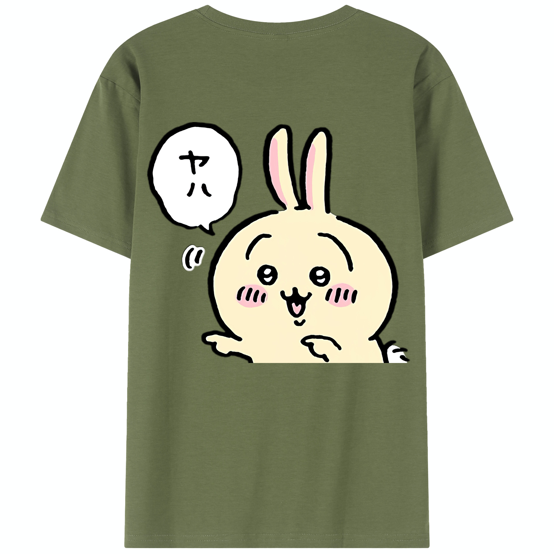 （画像用） ちいかわ うさぎ Chii-kawa usagi 綿100％半袖Tシャツ（背面プリント）